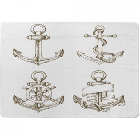 Drawn Anchors Designer Rug - White / 150cm