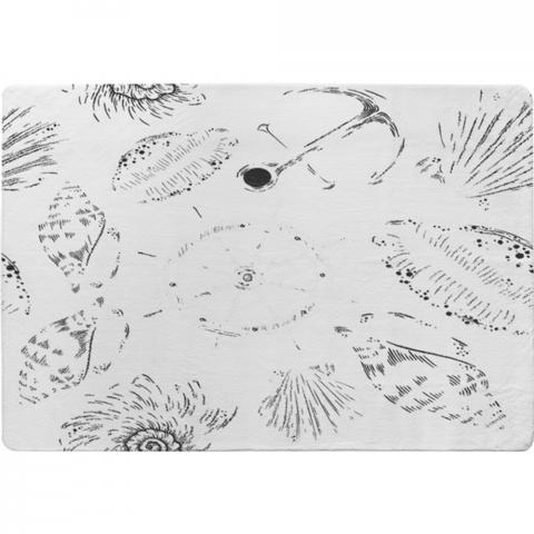 Drawn Nautical Elements Designer Rug - White / 200cm