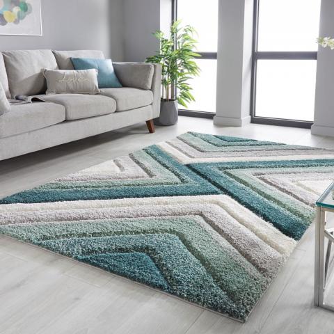 Dune Crater Geometric Rugs in Natural Green