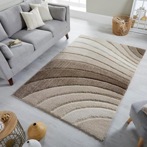 Dune Tidal Geometric Swirl Rugs in Natural