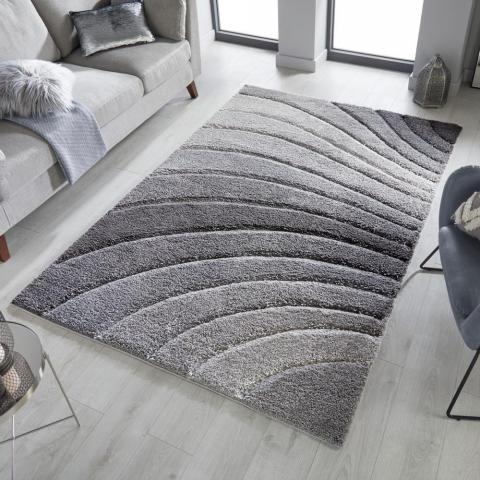 Dune Tidal Geometric Swirl Rugs in Grey