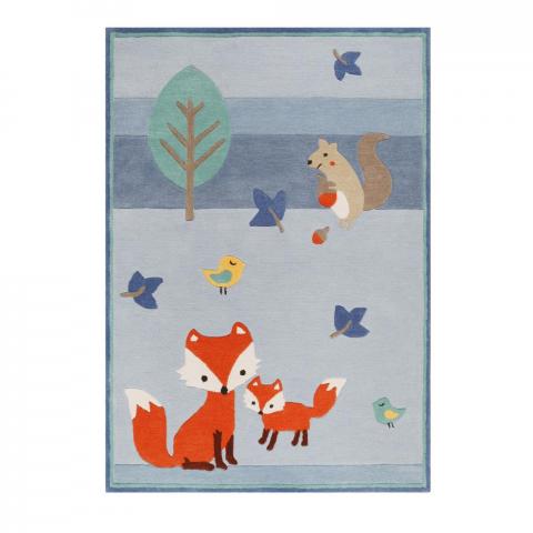 E-Fox In The Woods Kids Rugs 4371 03 by Esprit in Blue