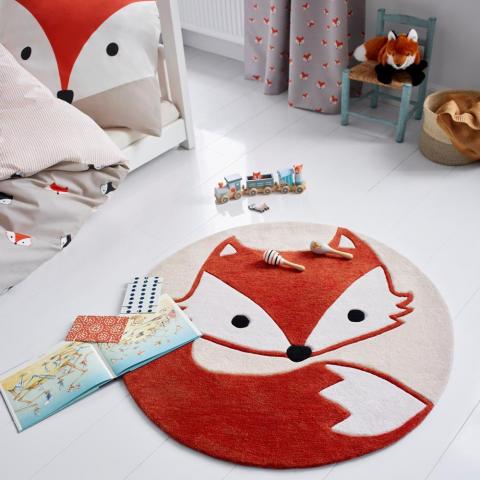 E-Fox Kids Round Circle Rugs 4372 01 by Esprit in Beige Orange