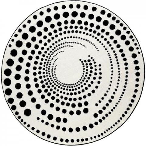 Eddy Circular Rugs 3249 690 by Esprit in Black and Ivory