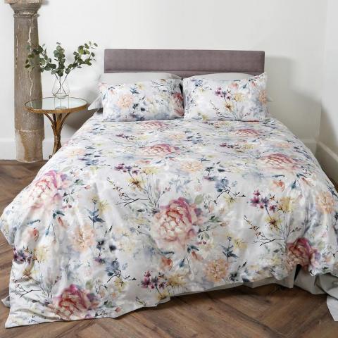 Eden Floral Bedding and Pillowcase in Grey