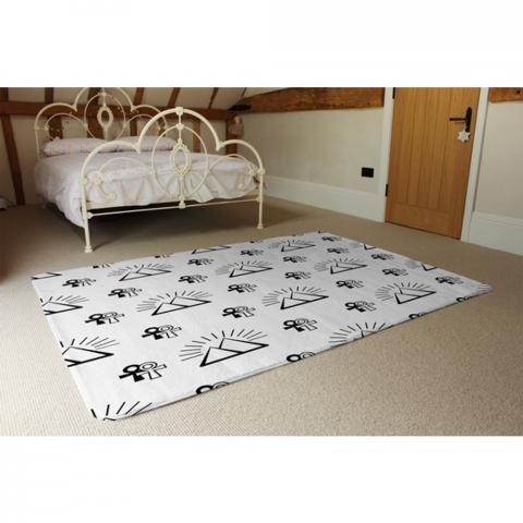 Egyptian Pyramid And Ankh Designer Rug - White / 230cm