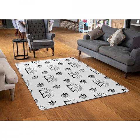 Egyptian Pyramid And Ankh Designer Rug - White / 110cm