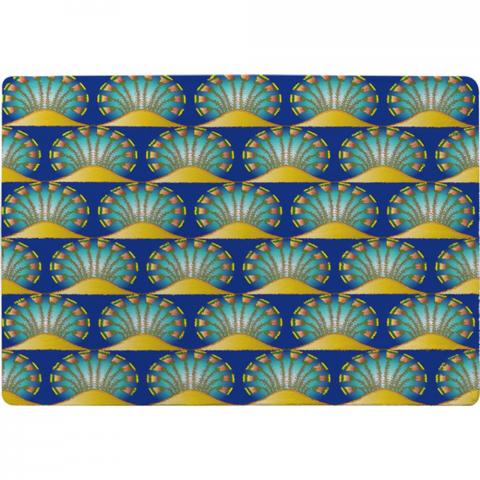 Egyptian Style Motif Designer Rug - Blue / 150cm