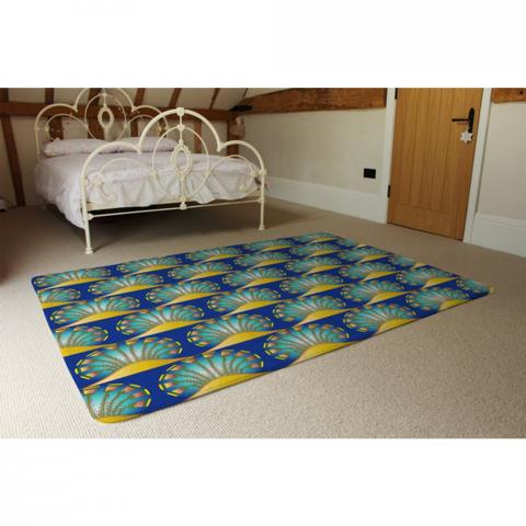 Egyptian Style Motif Designer Rug - Blue / 230cm