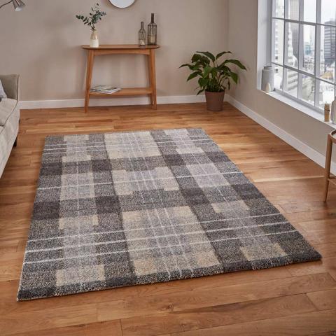 Elegant 4890 Grey Tartan Rug 