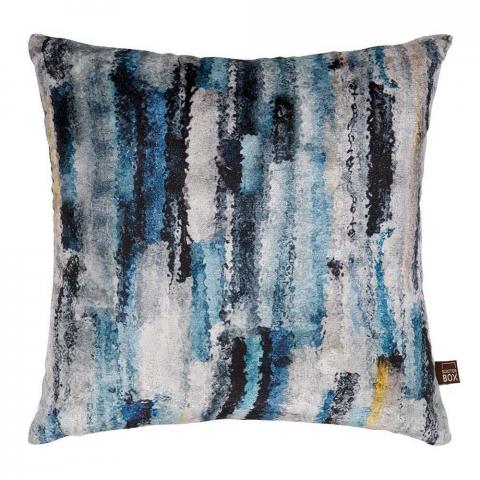 Elysia Abstract Painterly Cushion in Blue and Yellow