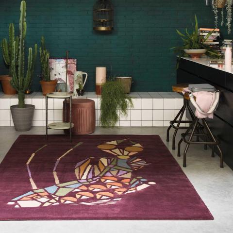 Emerging Fish Wool Rugs 160500 by Ted Baker in Burgundy Purple