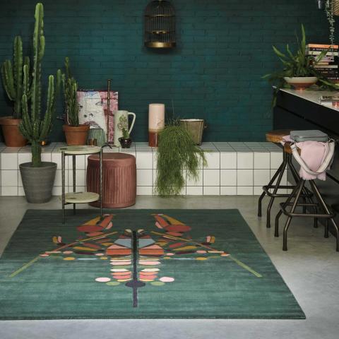 Emerging Lobster Wool Rugs 160407 by Ted Baker in Green