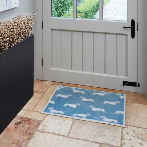 Emily Bond Dachshund Doormats in Blue by Turtlemat