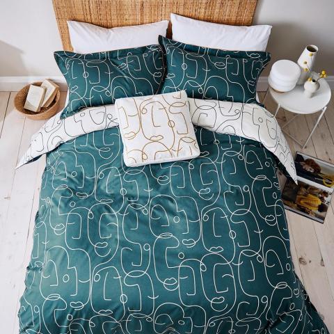 Epsilon Bedding and Pillowcase By Scion in Teal Blue