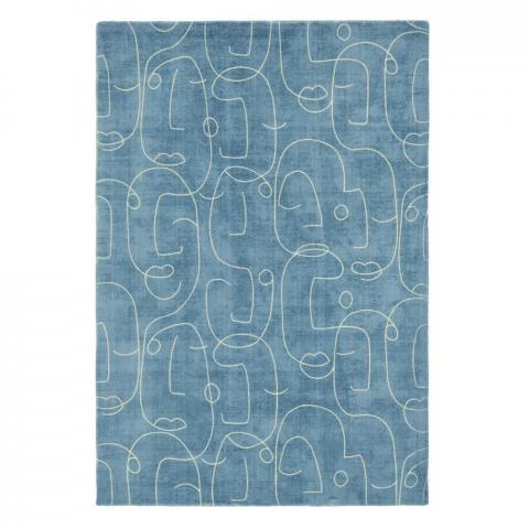 Epsilon Contemporary Face Wool Rugs by Scion in 023808 Teal Blue