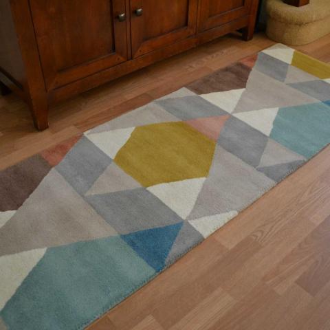 Estella Vases 89502 Wool Geometric Runner Rugs in Multi