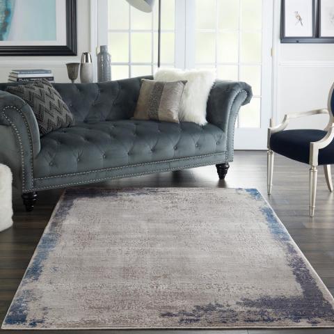 Etchings Designer Modern Rugs ETC01 in Grey Navy by Nourison