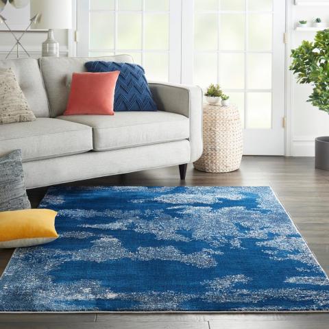 Etchings Designer Modern Rugs ETC03 in Blue by Nourison