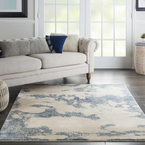 Etchings Designer Modern Rugs ETC03 in Ivory Light Blue by Nourison