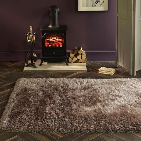 Extravagance Shaggy Rugs in Mink