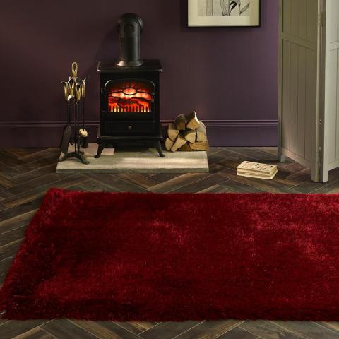 Extravagance Shaggy Rugs in Red