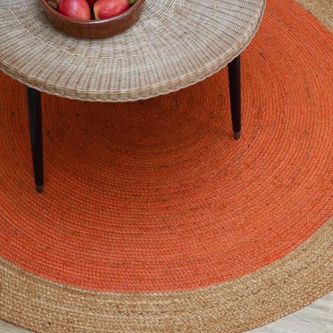 Faro Circular Jute Rugs in Rust