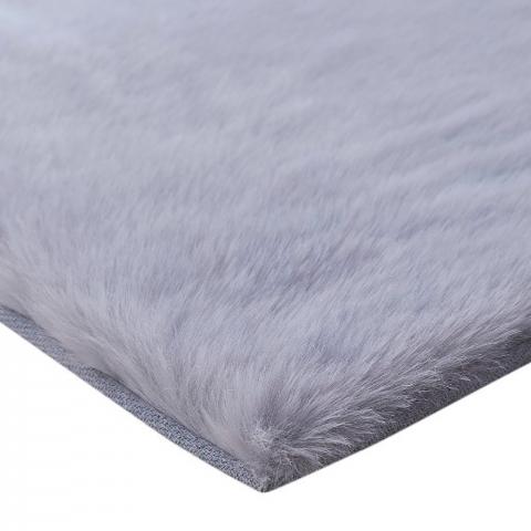 Faux Fox Fur Rug - Silver