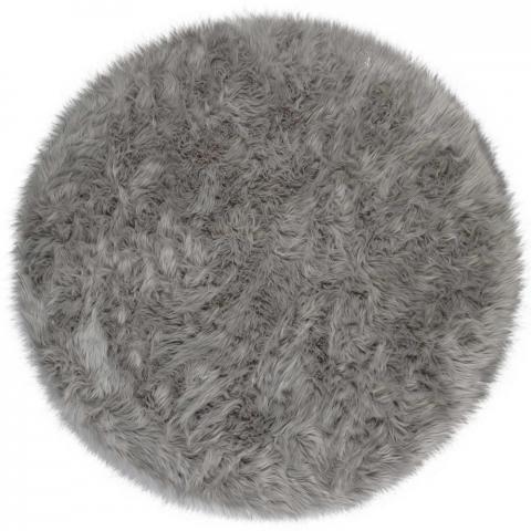 Faux Fur Sheepskin Circle Round in Grey