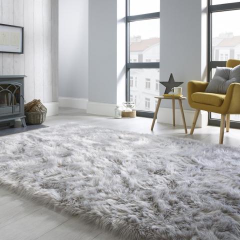 Faux Fur Sheepskin in Grey