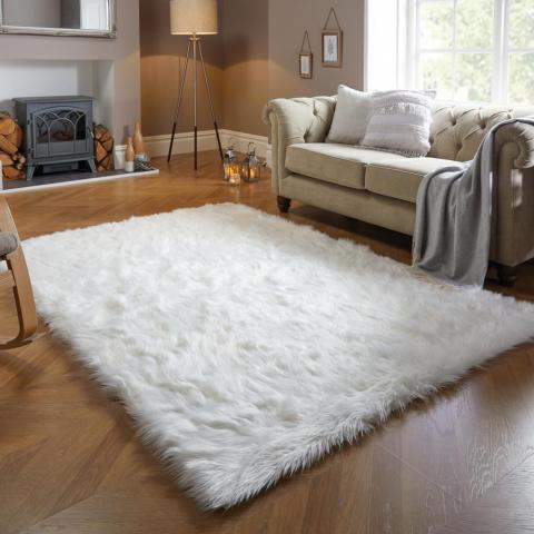 Faux Fur Sheepskin in Ivory