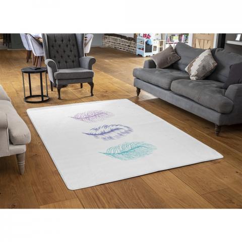 Feathers Designer Rug - White / 110cm