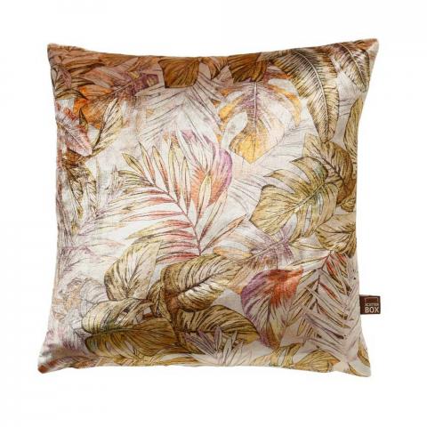 Fern Leaf Metallic Cushion in Gold Purple