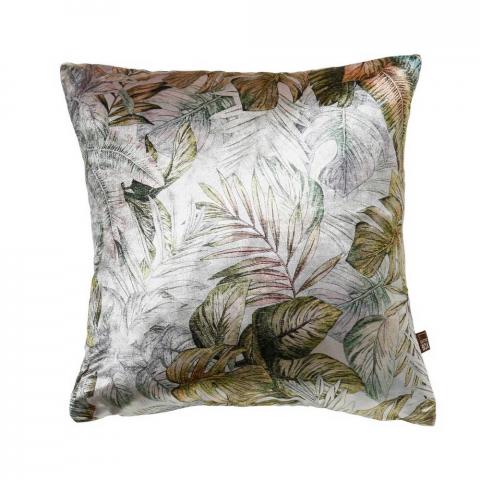 Fern Leaf Metallic Cushion in Green Blue