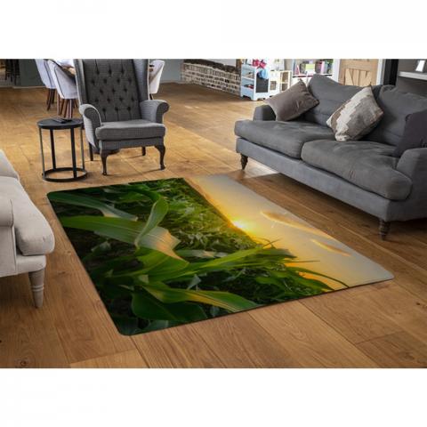 Field At Sunset Designer Rug Designer Rug - Green / 110cm