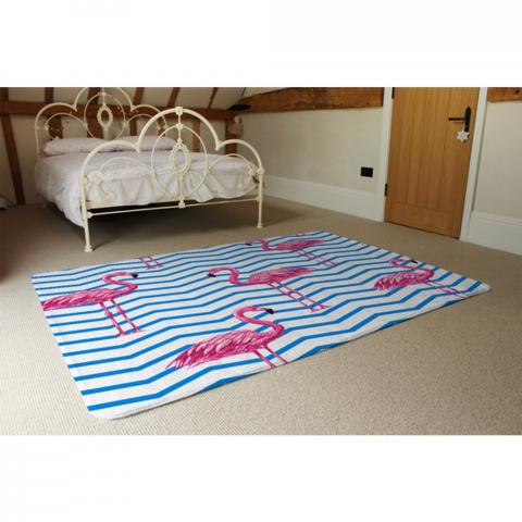 Flamingo  Blue Geometric Lines Designer Rug - Pink / 230cm