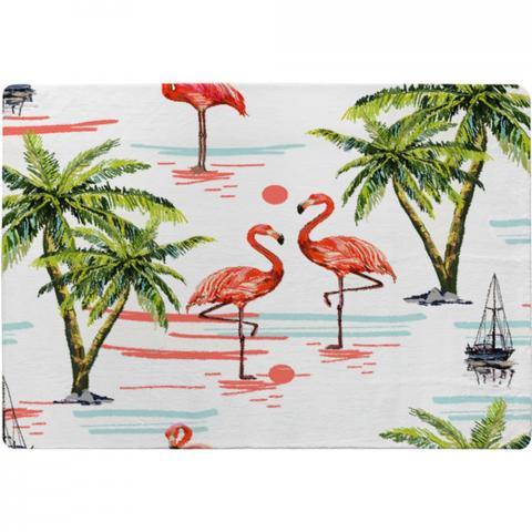 Flamingo  Palm Trees Designer Rug - Pink / 200cm