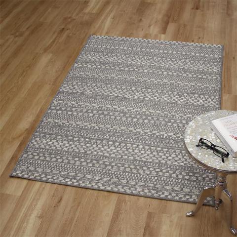 Flatweave Brighton Rug Grey Cream 