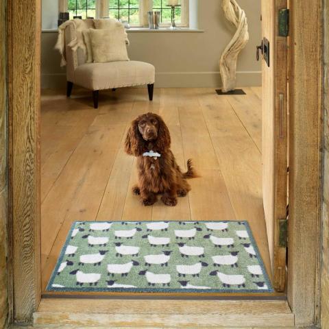 Flock Sheep Doormats in Green by Turtlemat