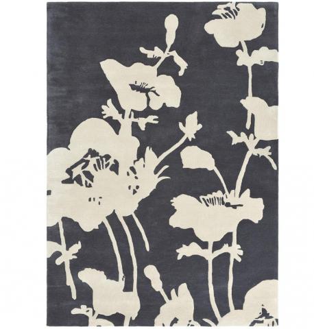 Floral 300 Rugs 039604 in Charcoal by Florence Broadhurst