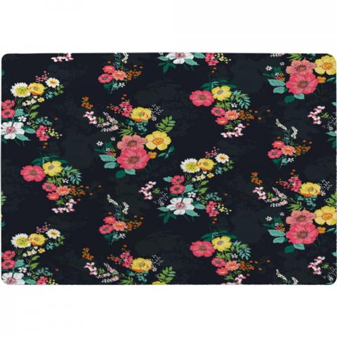 Floral Pattern Designer Rug - Black / 200cm