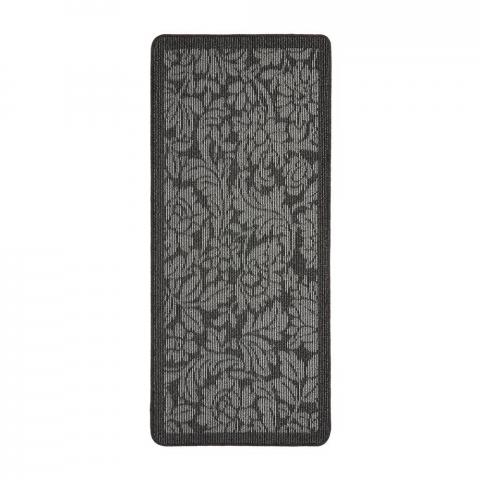 Floral Washable Anti Slip Utility Mat in Charcoal Grey