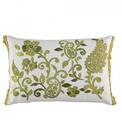 Floretta Paisley Cushion by William Yeoward in Citrine