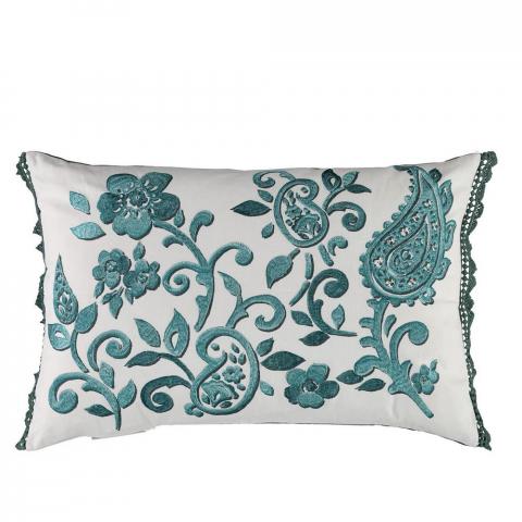 Floretta Paisley Cushion by William Yeoward in Peacock