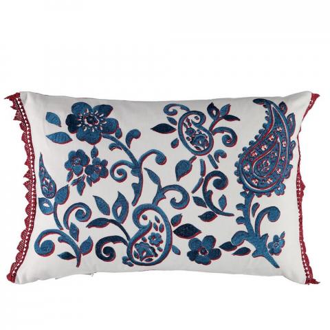 Floretta Paisley Cushion by William Yeoward in Rouge