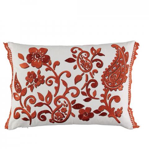 Floretta Paisley Cushion by William Yeoward in Spice