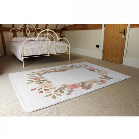 Flower Border Designer Rug - Pink / 230cm