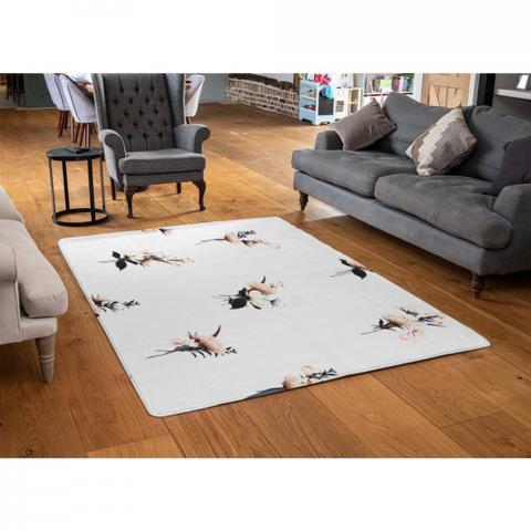 Flower Bunches Designer Rug - White / 110cm