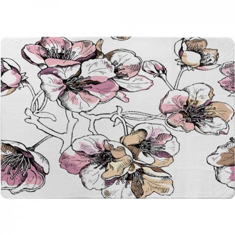 Flower Illustration Designer Rug - Pink / 150cm