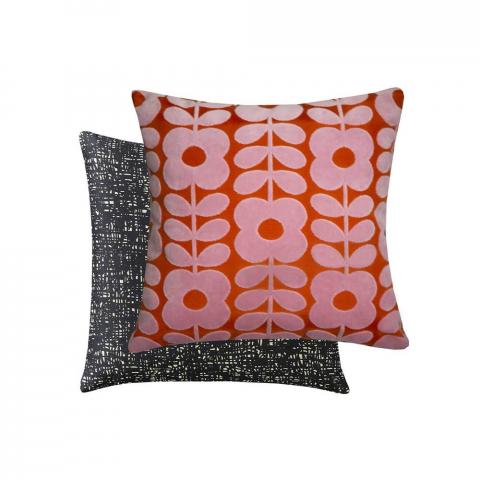 Flower Stem Velvet Cushion in Paprika by Orla Kiely